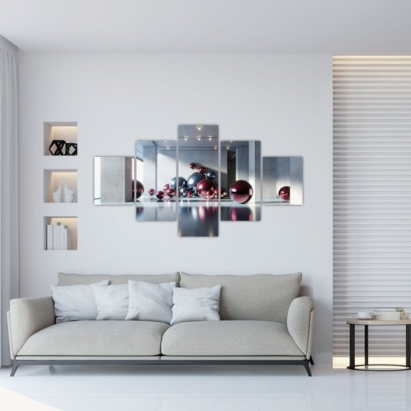 Obraz - 3D przestrzeń z kulami II. (125x70 cm)