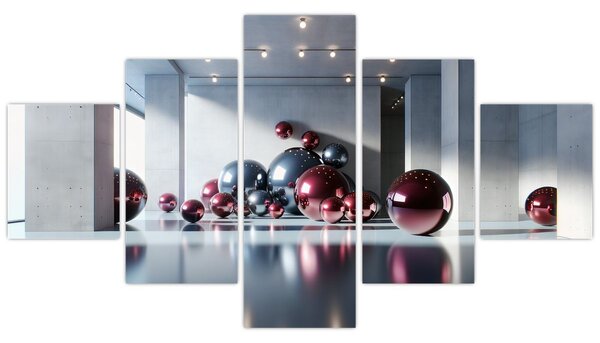 Obraz - 3D przestrzeń z kulami II. (125x70 cm)