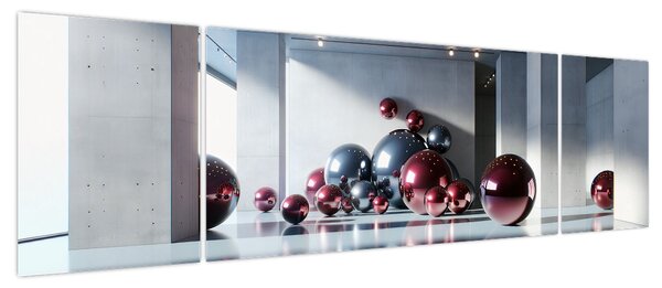 Obraz - 3D przestrzeń z kulami II. (170x50 cm)