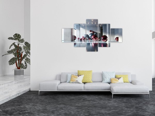 Obraz - 3D przestrzeń z kulami II. (125x70 cm)