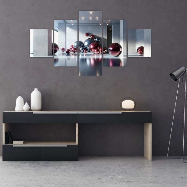 Obraz - 3D przestrzeń z kulami II. (125x70 cm)