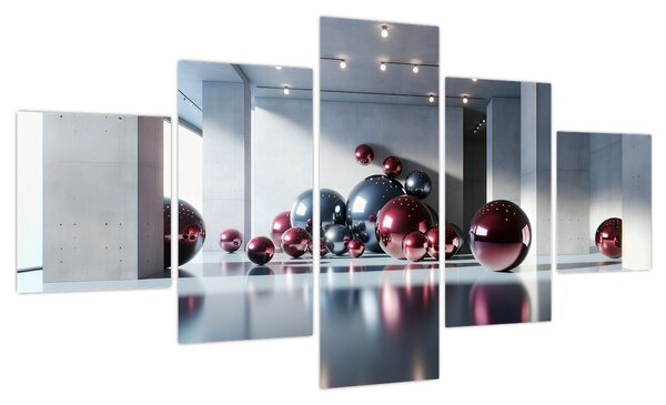 Obraz - 3D przestrzeń z kulami II. (125x70 cm)