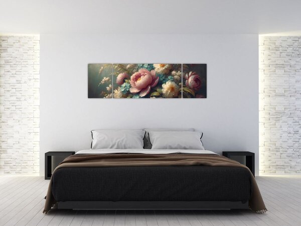 Obraz - Martwa natura z kwiatami - obraz (170x50 cm)