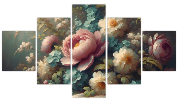 Obraz - Martwa natura z kwiatami - obraz (125x70 cm)