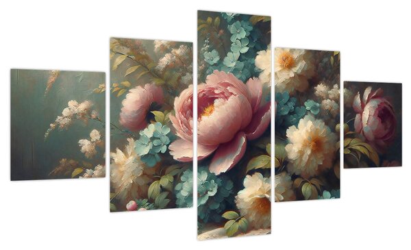 Obraz - Martwa natura z kwiatami - obraz (125x70 cm)