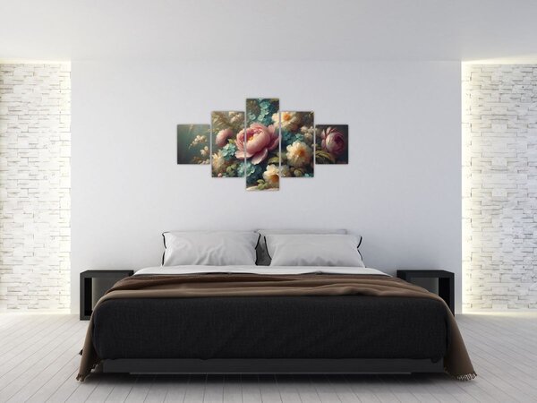 Obraz - Martwa natura z kwiatami - obraz (125x70 cm)