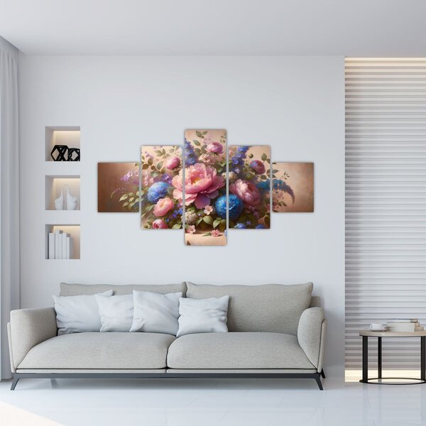Obraz - Stół pełen kwiatów (125x70 cm)