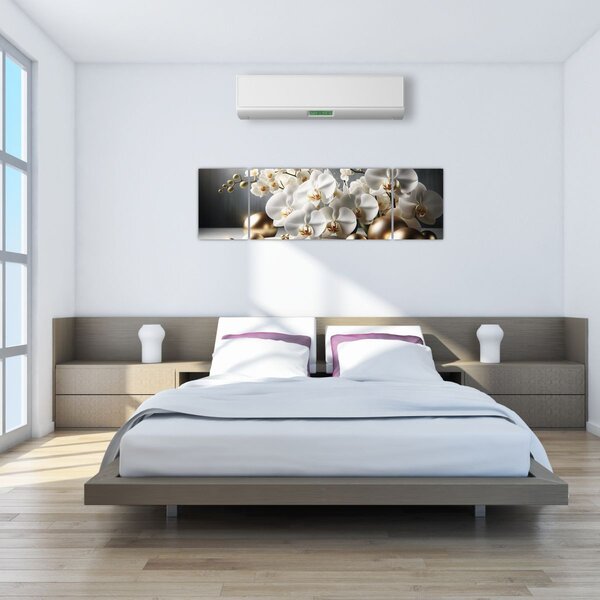 Obraz - Orchidea i złote kule (170x50 cm)