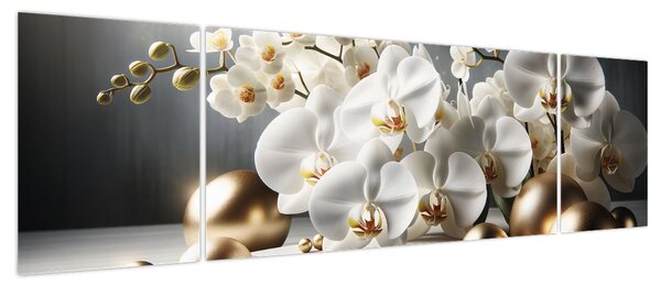 Obraz - Orchidea i złote kule (170x50 cm)