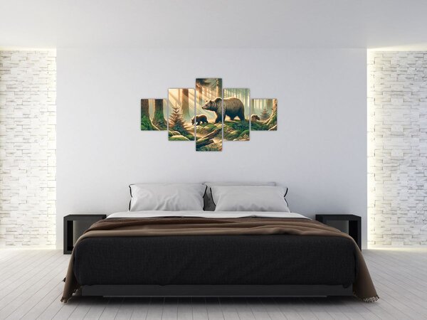 Obraz - Niedźwiedzie w lesie (125x70 cm)