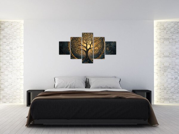Obraz – Drzewo ze złotą aurą (125x70 cm)