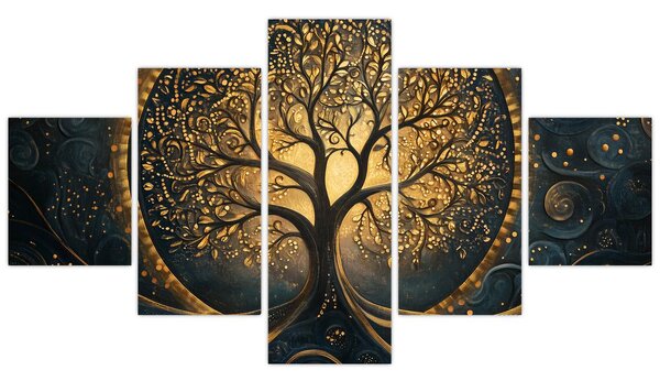 Obraz – Drzewo ze złotą aurą (125x70 cm)