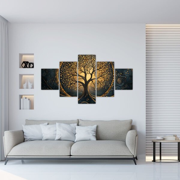 Obraz – Drzewo ze złotą aurą (125x70 cm)
