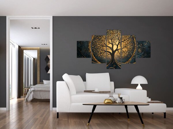 Obraz – Drzewo ze złotą aurą (125x70 cm)