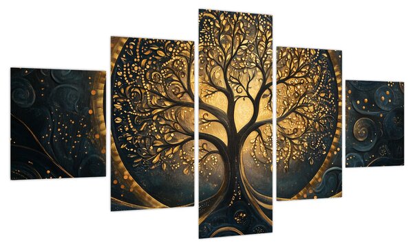 Obraz – Drzewo ze złotą aurą (125x70 cm)