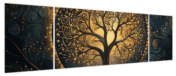 Obraz – Drzewo ze złotą aurą (170x50 cm)