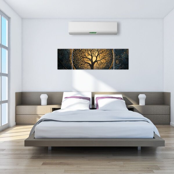Obraz – Drzewo ze złotą aurą (170x50 cm)