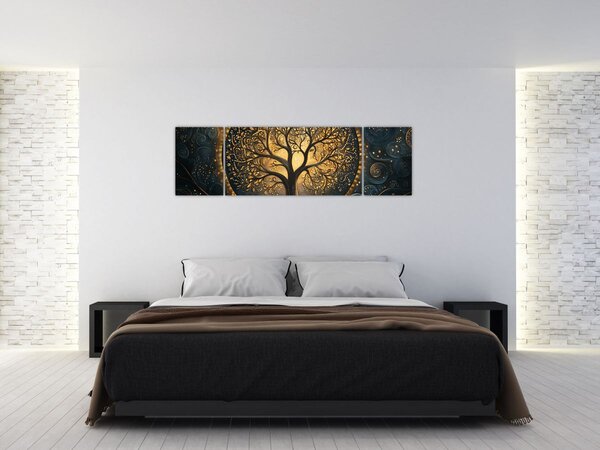 Obraz – Drzewo ze złotą aurą (170x50 cm)