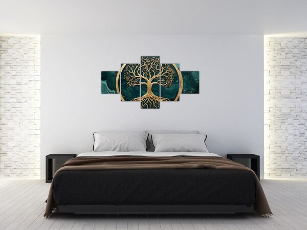 Obraz – Złote drzewo życia w marmurze (125x70 cm)