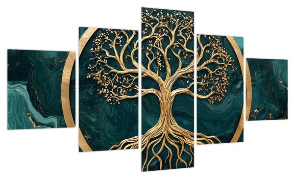 Obraz – Złote drzewo życia w marmurze (125x70 cm)