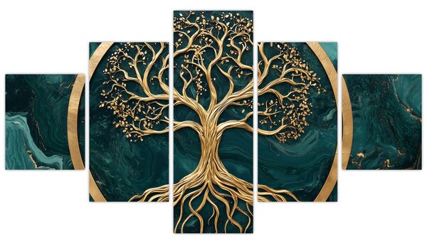 Obraz – Złote drzewo życia w marmurze (125x70 cm)