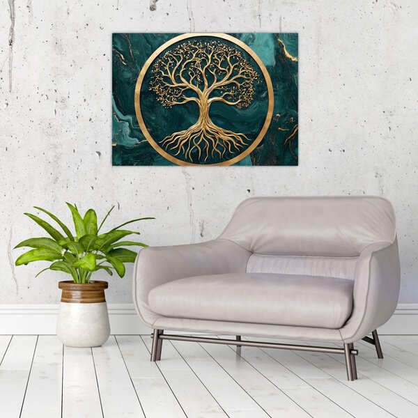 Obraz – Złote drzewo życia w marmurze (70x50 cm)