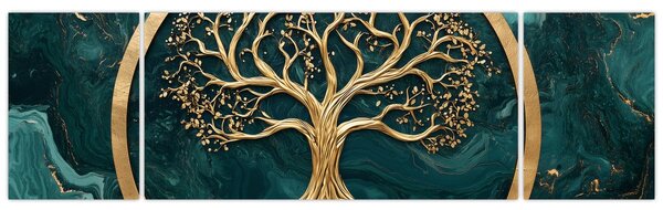 Obraz – Złote drzewo życia w marmurze (170x50 cm)
