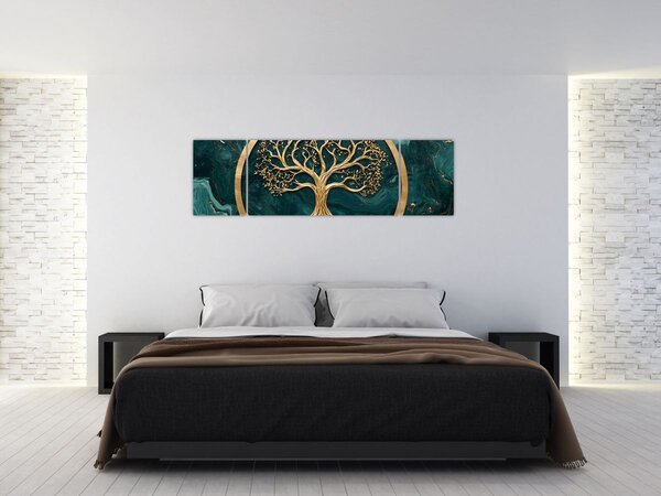 Obraz – Złote drzewo życia w marmurze (170x50 cm)