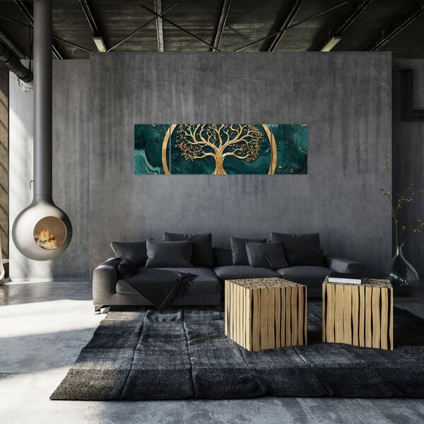 Obraz – Złote drzewo życia w marmurze (170x50 cm)