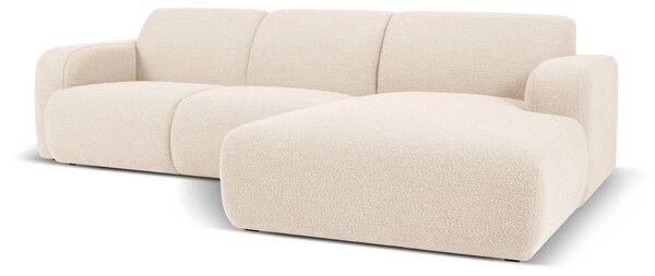Beżowy narożnik z materiału bouclé (prawostronny) Molino – Micadoni Home