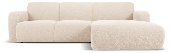 Beżowy narożnik z materiału bouclé (prawostronny) Molino – Micadoni Home