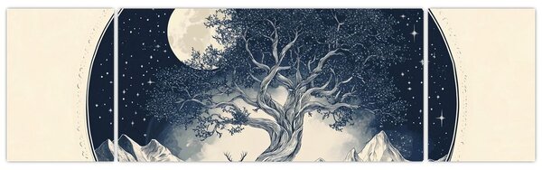 Obraz – Magiczne drzewo z jeleniem I. (170x50 cm)