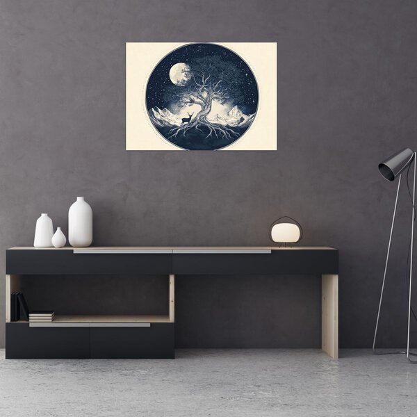 Obraz – Magiczne drzewo z jeleniem I. (70x50 cm)