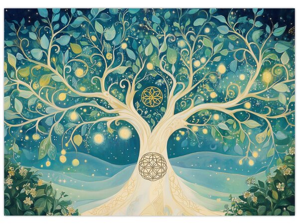Obraz – Magiczne drzewo ze spiralami (70x50 cm)