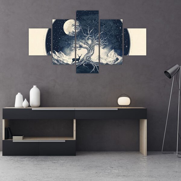 Obraz – Magiczne drzewo z jeleniem I. (125x70 cm)