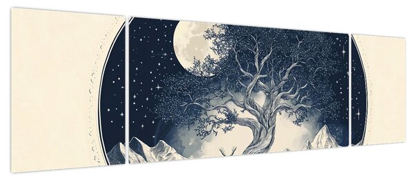 Obraz – Magiczne drzewo z jeleniem I. (170x50 cm)