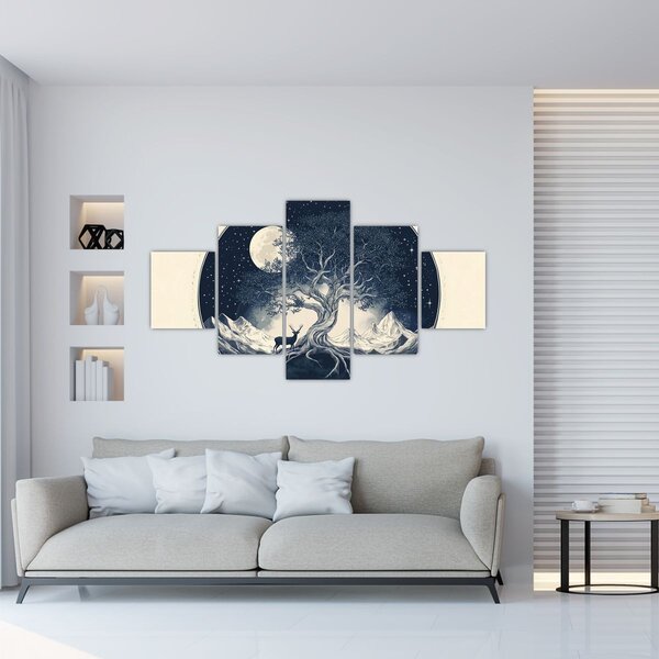Obraz – Magiczne drzewo z jeleniem I. (125x70 cm)