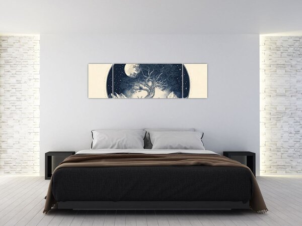Obraz – Magiczne drzewo z jeleniem I. (170x50 cm)