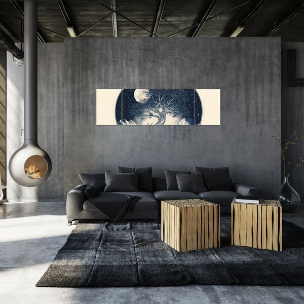 Obraz – Magiczne drzewo z jeleniem I. (170x50 cm)