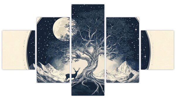Obraz – Magiczne drzewo z jeleniem I. (125x70 cm)