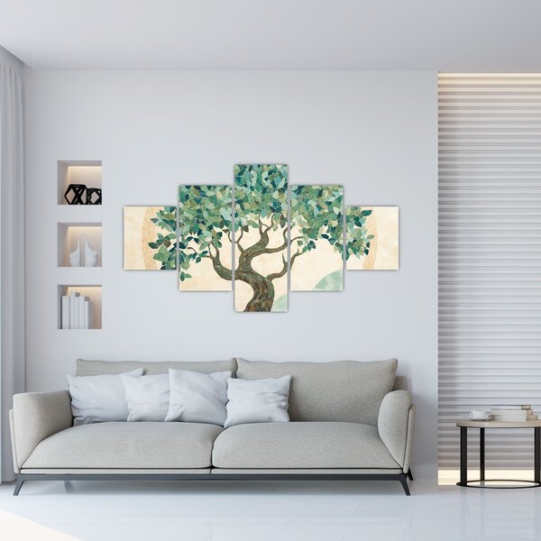 Obraz – Elegancka mozaika z drzewem (125x70 cm)