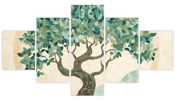 Obraz – Elegancka mozaika z drzewem (125x70 cm)