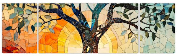 Obraz – Mozaika – słońce i drzewo I. (170x50 cm)