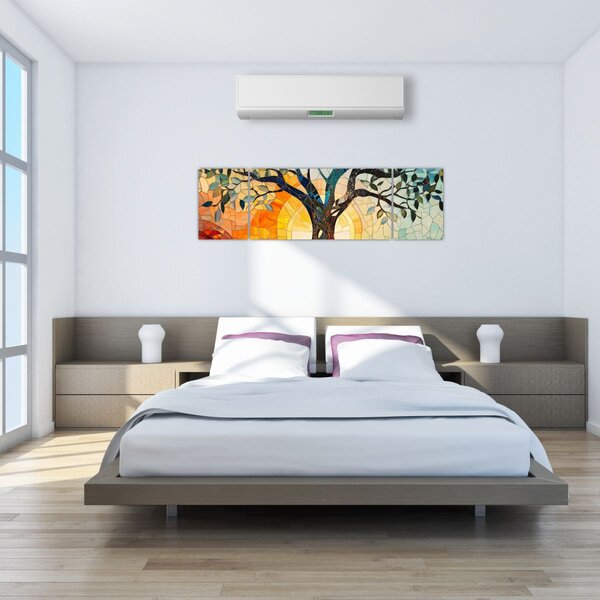 Obraz – Mozaika – słońce i drzewo I. (170x50 cm)