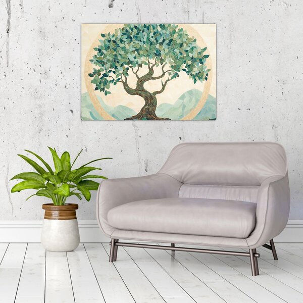Obraz – Elegancka mozaika z drzewem (70x50 cm)