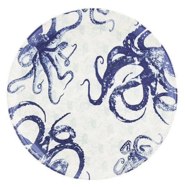Niebiesko-biały ceramiczny talerz do serwowania Villa Altachiara Positano, ø 37 cm