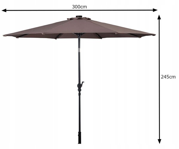 Parasol ogrodowy z diodami solarnymi led 300 cm