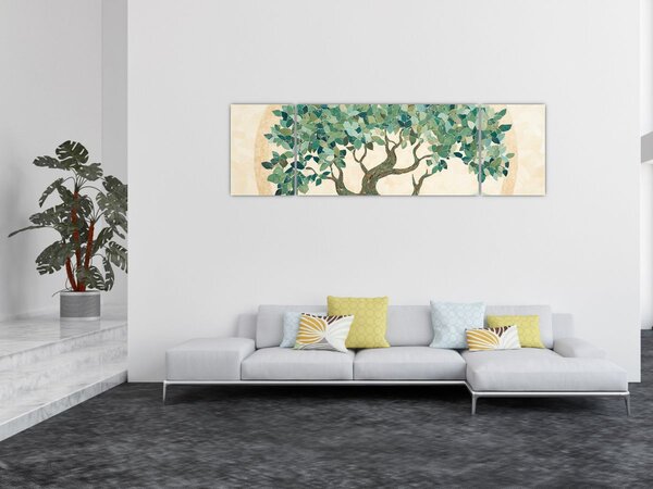 Obraz – Elegancka mozaika z drzewem (170x50 cm)
