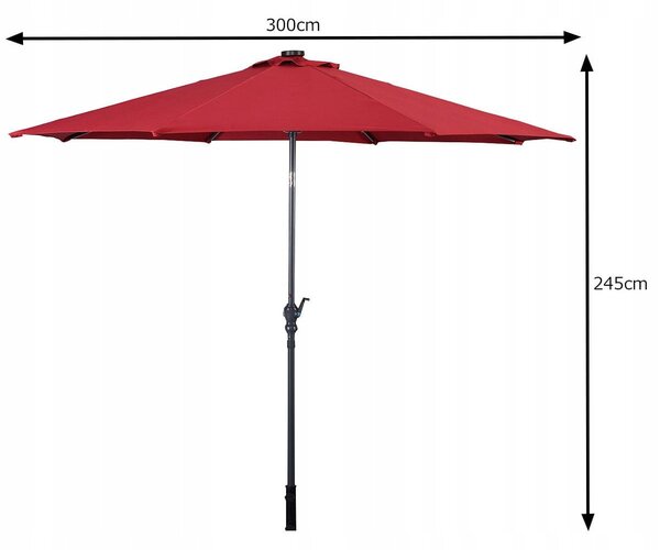 Parasol ogrodowy z solarnymi diodami led 300 cm