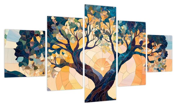 Obraz – Mozaika – słońce i drzewo II. (125x70 cm)
